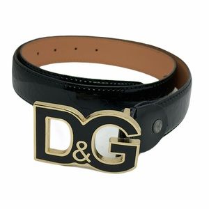 Dolce & Gabbana Black Patent Embossed Belt